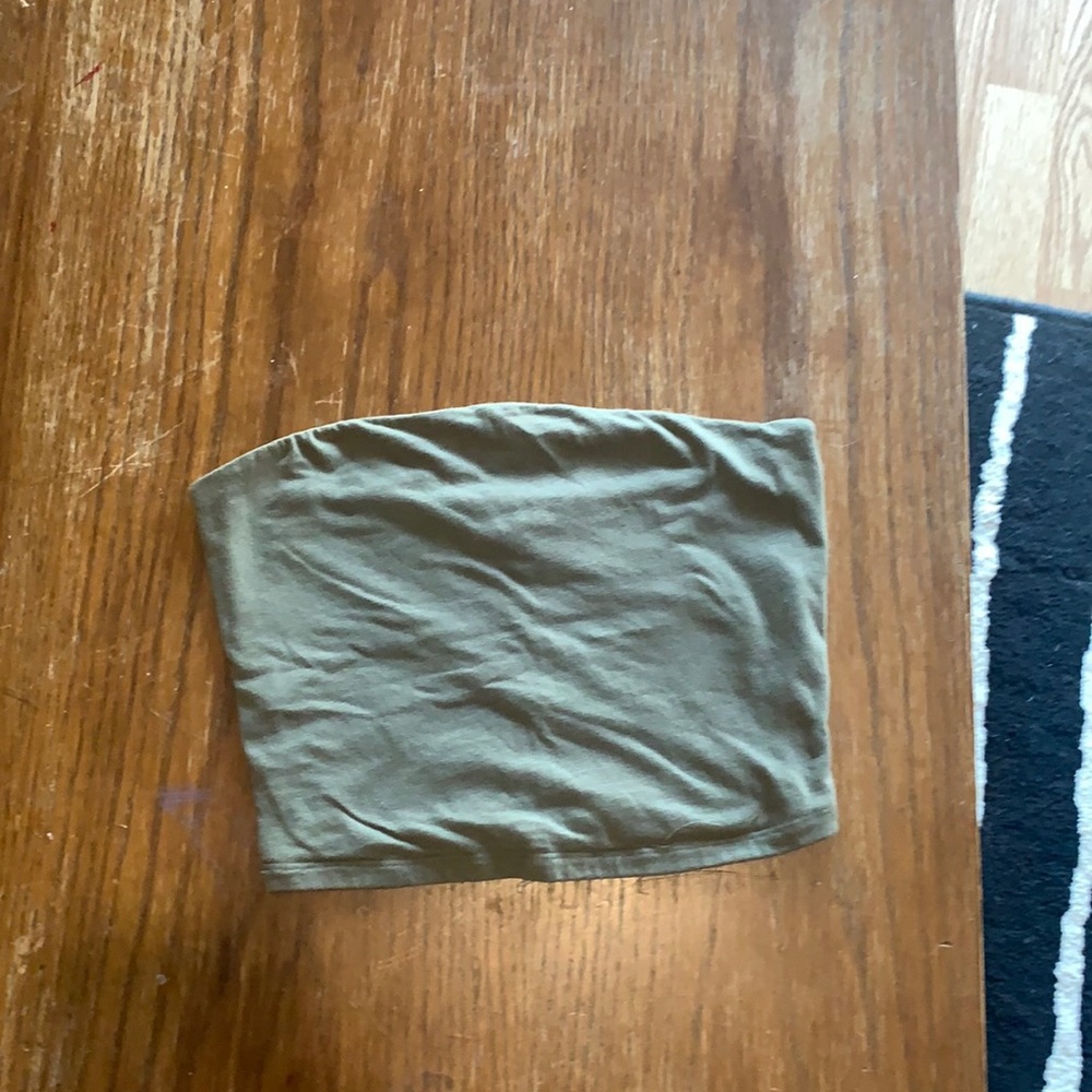 Army green strapless top